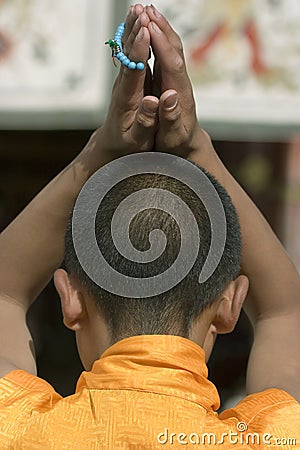 Tibetan monk at Jokhang Stock Photo