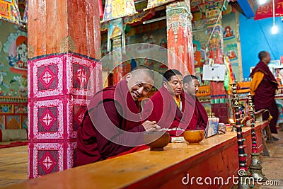 Tibetan monk in temple Editorial Stock Photo