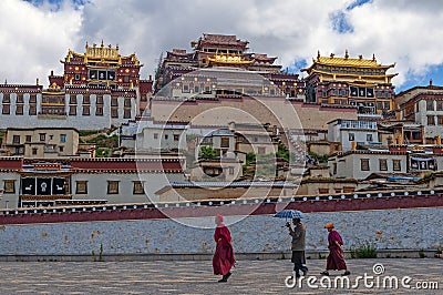 Tibetan Monks in Songzanlin, Shangri La, China Editorial Stock Photo