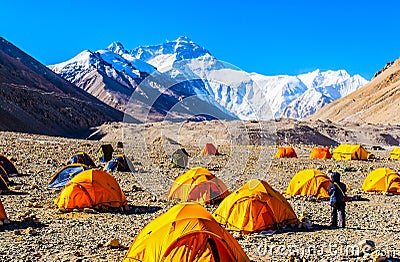 Tibetan plateau scene-Everest(Mount Qomolangma) base camp Stock Photo