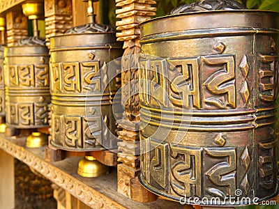 Tibetan prayer wheel Stock Photo