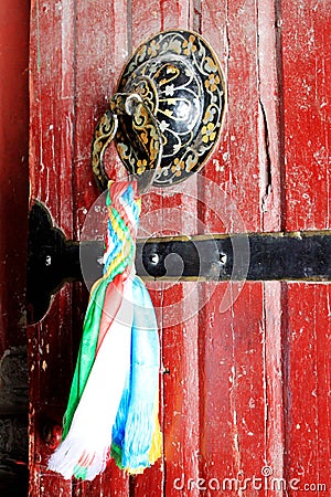 Tibetan style Chinese knot as a bolt and bell Stock Photo