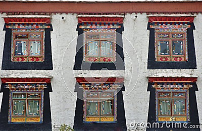 Tibetan style windows Stock Photo