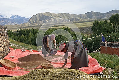 Tibetan winnower from Upper Mustang Nepal Editorial Stock Photo