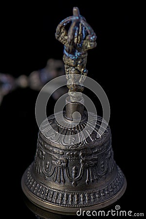 Tibeten bell and Dorje used in Meditation and Relaxation Stock Photo