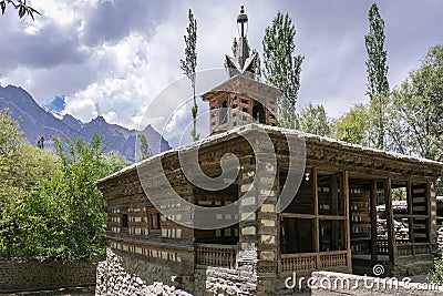 Tibetian style wooden mosque in Baltistan region Pakistan Stock Photo