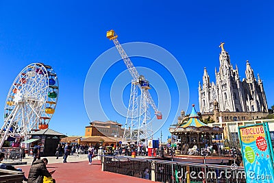 Tibidabo amusement park, Barcelona Editorial Stock Photo