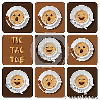 Tic-Tac-Toe of cappuccino Vector Illustration