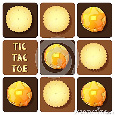 Tic-Tac-Toe of cracker and pancake Vector Illustration
