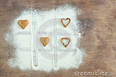 Young child hands is preparing the dough, bake cookies in the kitchen. Close up concept of family leasure Stock Photo