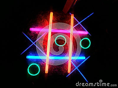 Tic tac toe glow sticks Stock Photo