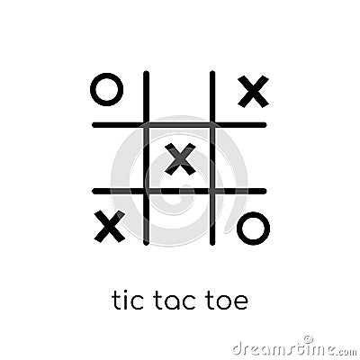 tic tac toe icon. Trendy modern flat linear vector tic tac toe i Vector Illustration