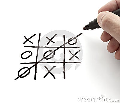 Tic tac toe leisure game mental scribble Stock Photo