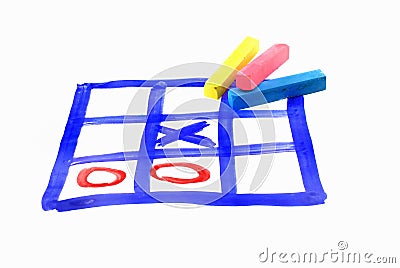 Tic tac toe and piece of chalk Stock Photo