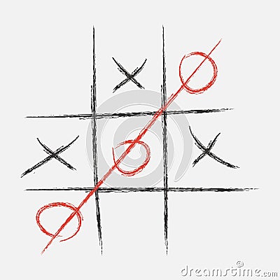 Tic Tac Toe. XO game. Drawn in chalk. Vector. Vector Illustration