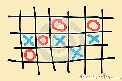 Tic-tac-toe, xs and os, noughts and crosses Vector Illustration