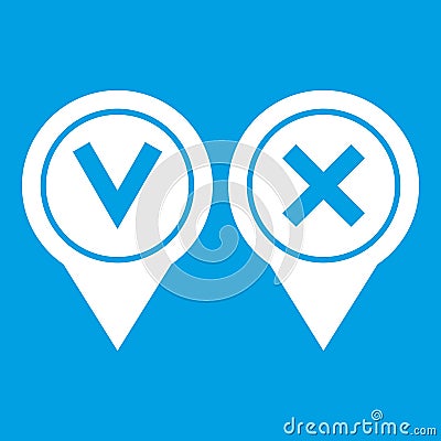 Tick affirmative and negative icon white Vector Illustration