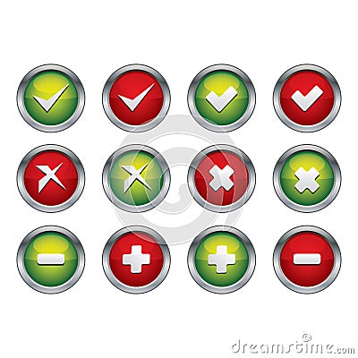 Tick and cross button Stock Photo