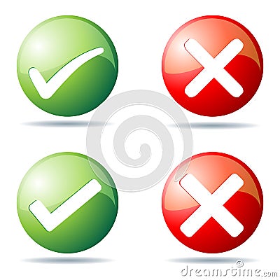 Tick and cross buttons Stock Photo