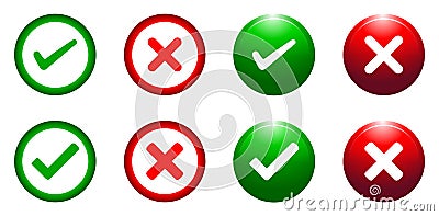 tick and cross round web buttons Stock Photo