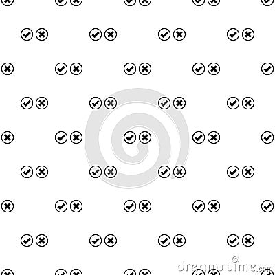 Tick and cross on a circle pattern, simple style Vector Illustration