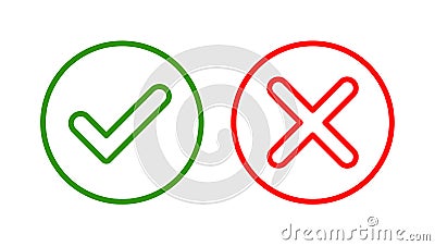 Tick and cross icon Vector Illustration