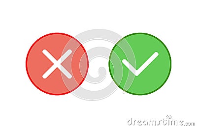 Tick cross mark vector icon, check correct sign, yes no concept, simple flat design for web, website, mobile app Vector Illustration