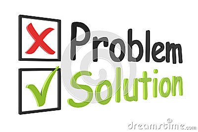 Tick and cross problem and solution Stock Photo