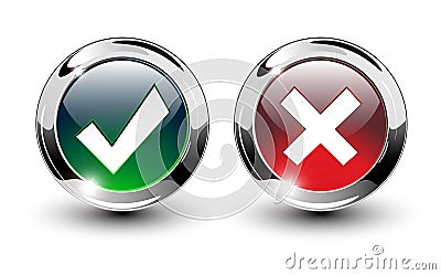 Tick & Cross sign Buttons. Vector Illustration