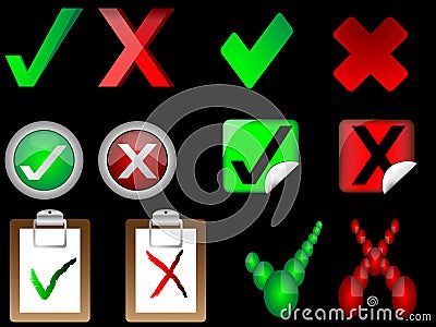 Tick and cross signs right and wrong signs Vector Illustration