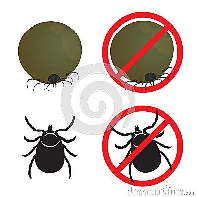 Tick flea and Stop Tick flea sign symbols vector design Vector Illustration