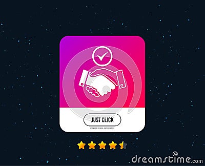 Tick handshake sign icon. Successful business. Vector Vector Illustration