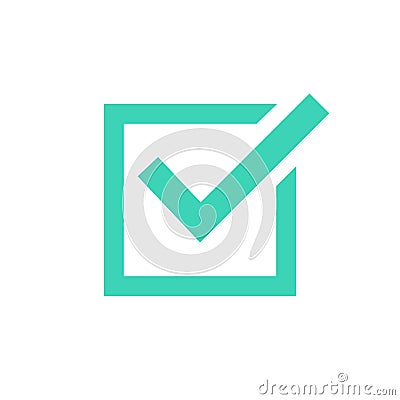 Tick icon symbol, green checkmark isolated on white background, checked icon or correct choice sign Stock Photo