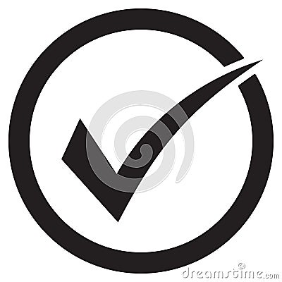 Tick icon vector symbol, checkmark isolated on white background, checked icon or correct choice sign, check mark or checkbox picto Vector Illustration