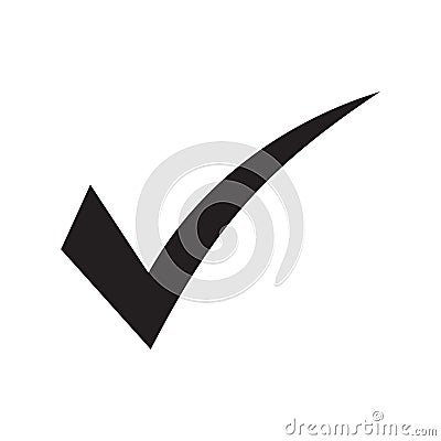 Tick icon vector symbol, checkmark isolated on white background, checked icon or correct choice sign Vector Illustration