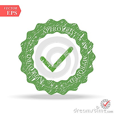 Tick icon vector symbol, green checkmark isolated on white background, checked icon or correct choice sign, check mark Stock Photo