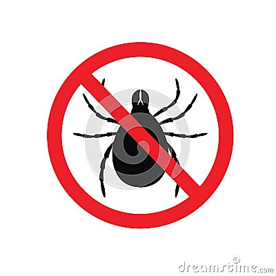 Tick parasite warning sign. Epidemic. Human mite parasite. Mite parasites. Vector Illustration
