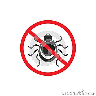 Tick parasite warning sign. Epidemic. Human mite parasite. Mite parasites. Vector Illustration