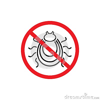 Tick parasite warning sign line icon. Epidemic. Human mite parasite. Mite parasites. Vector Vector Illustration