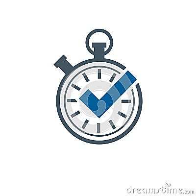 Tick timer vector icon. Timer done. Check time idea icon. Stock Vector illustration isolated on white background Cartoon Illustration