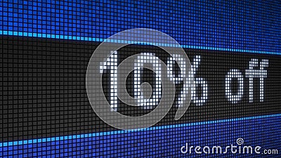 Ticker board with running text 10% off Stock Photo