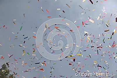 Ticker tape released at an event Stock Photo