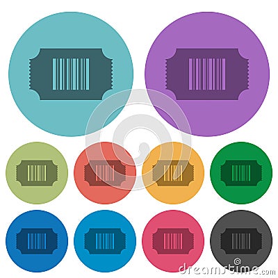 Ticket with barcode color darker flat icons Stock Photo