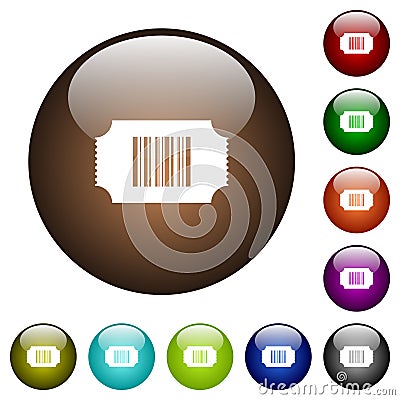Ticket with barcode color glass buttons Stock Photo