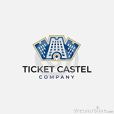 Ticket castel logo design Vector Illustration