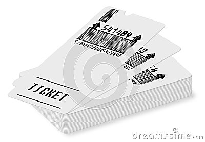 Ticket concept - image on white background for easy selection - Bar code and code numbers are completely made up Stock Photo