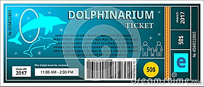 Ticket dolphinarium Vector Illustration