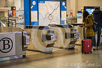 Ticket gate of train in Kansai International airport Editorial Stock Photo