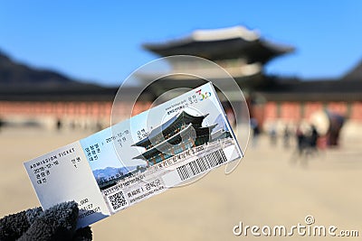 Ticket of gyeongbok palace Editorial Stock Photo