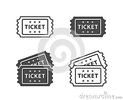 Ticket Icon on Black and White Vector Backgrounds Vector Illustration